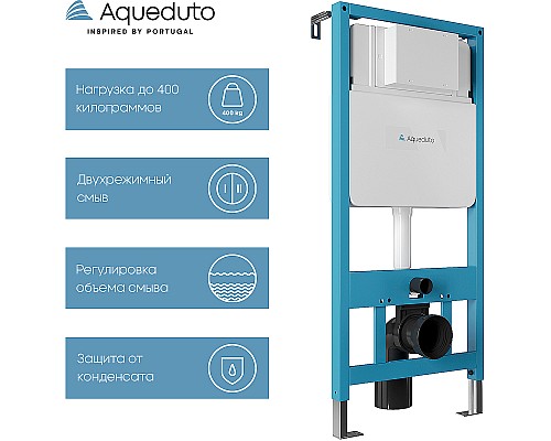 Комплект унитаза с инсталляцией Aqueduto Ovo AQDS028 с сиденьем Микролифт и Белой глянцевой клавишей смыва Комплект унитаза с инсталляцией Aqueduto Ovo AQDS028 с сиденьем Микролифт и Белой глянцевой клавишей смыва