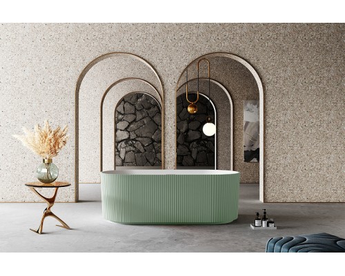 Ванна из искусственного камня Abber Stein 170x75 AS9601MCG Зеленая матовая без гидромассажа