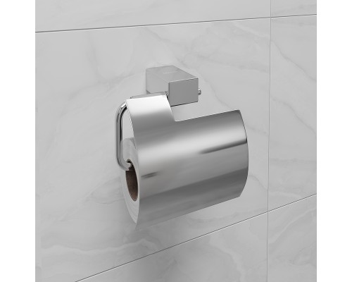Держатель туалетной бумаги Lemark Smooth Line с крышкой Хром