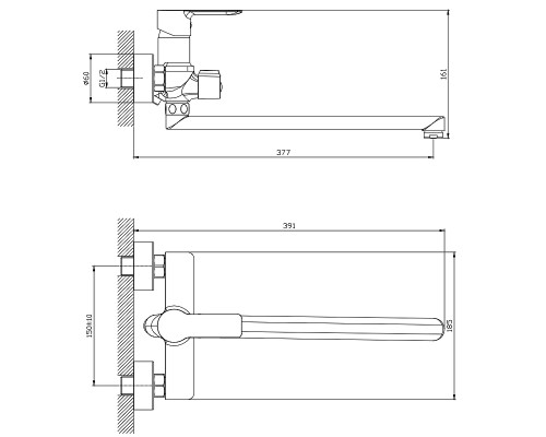 Смеситель для ванны Splenka S06.22 универсальный Хром