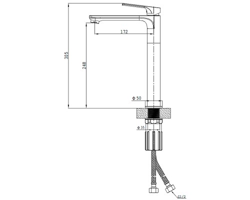 Смеситель для раковины Splenka S30.15.09 Графит матовый