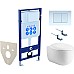 Комплект унитаза с инсталляцией Aquatek Set Aquatek Альтаир cm-009 4в1 с сиденьем Микролифт и Белой клавишей смыва