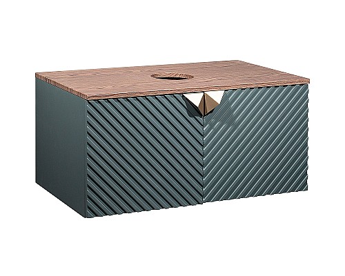 Тумба под раковину Runo Андорра 85 00-00002016 подвесная Темно-зеленая Дуб коньячный