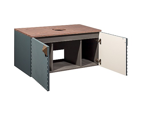 Тумба под раковину Runo Андорра 85 00-00002016 подвесная Темно-зеленая Дуб коньячный