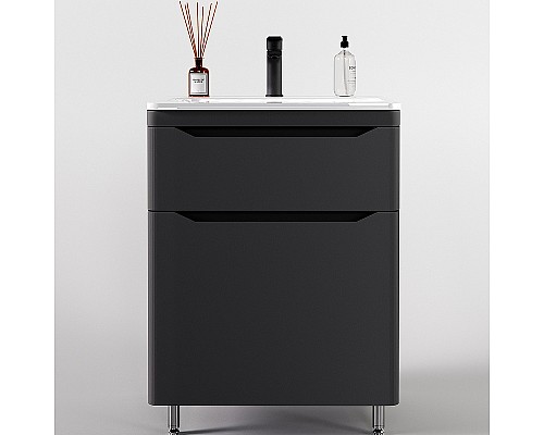 Тумба под раковину Style Line Марелла 60 Люкс Plus СС-00002397 Серый матовый антискрейтч