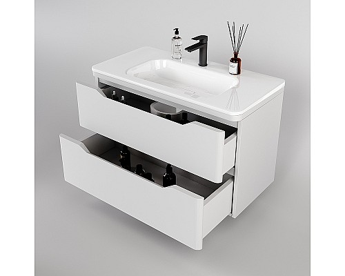 Тумба под раковину Style Line Марелла 90 Люкс Plus СС-00002413 подвесная Белый матовый антискрейтч
