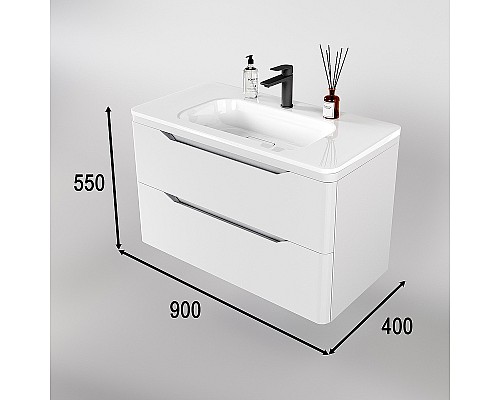 Тумба под раковину Style Line Марелла 90 Люкс Plus СС-00002413 подвесная Белый матовый антискрейтч