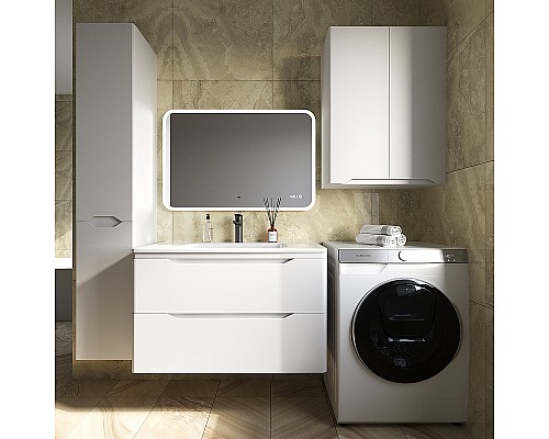 Тумба под раковину Style Line Марелла 90 Люкс Plus СС-00002413 подвесная Белый матовый антискрейтч