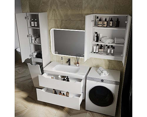 Тумба под раковину Style Line Марелла 90 Люкс Plus СС-00002413 подвесная Белый матовый антискрейтч