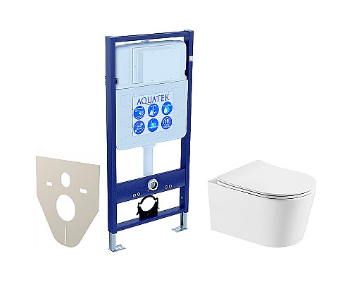 Комплект унитаза с инсталляцией Aquatek Set Aquatek Оберон T с сиденьем Микролифт