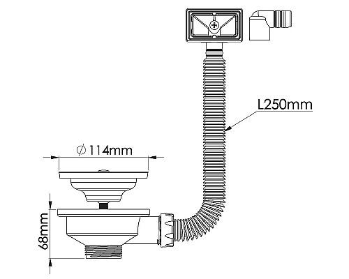 Выпуск для кухонной мойки Nova 1039 Хром