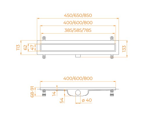 Душевой лоток RGW Drain Leo-11-80 60211180-01 с решеткой Хром / под плитку