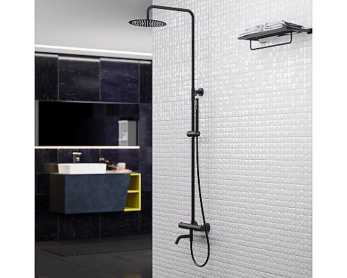 Душевая система Berges Kalisto 3R 075022 с термостатом Черная матовая Душевая система Berges Kalisto 3R 075022 с термостатом Черная матовая