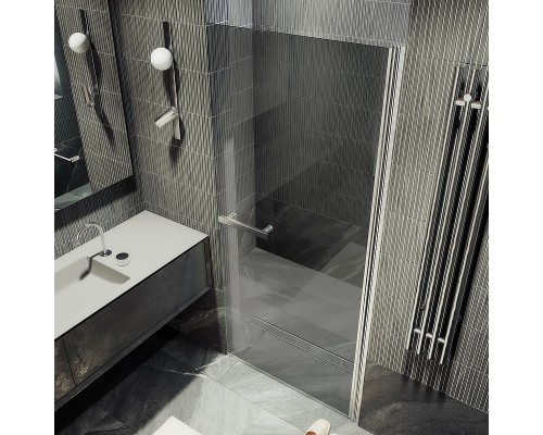 Душевая дверь Maybah Glass MGD-456-5 800x1980 на монопетле Хром матовый стекло графитовое