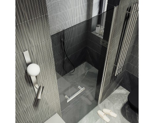 Душевая дверь Maybah Glass MGD-456-5 800x1980 на монопетле Хром матовый стекло графитовое