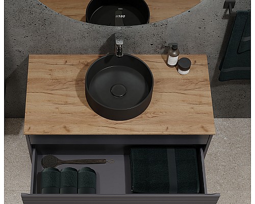 Тумба под раковину Jorno Cossety 100 Coss.01.100/P/A-DZ/JR подвесная Антрацит