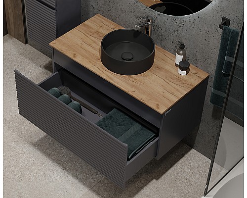 Тумба под раковину Jorno Cossety 100 Coss.01.100/P/A-DZ/JR подвесная Антрацит