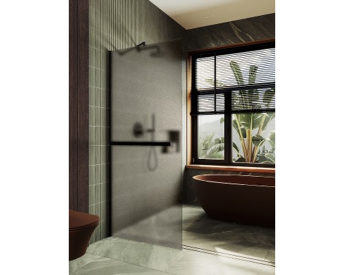 Душевая перегородка Maybah Glass MGD-728-6ш 790x1950 в широком профиле Черный стекло бронзовое матовое