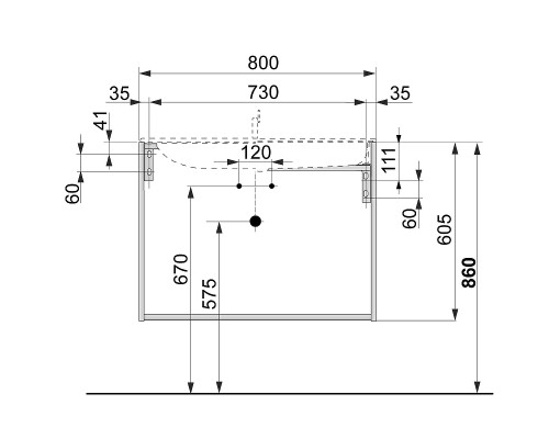 Тумба под раковину Keuco Plan 80 32962180000 подвесная Кашемир
