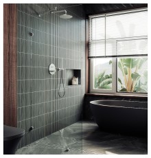 Душевая перегородка Maybah Glass 890x1950 коннектор стена-стекло Хром глянцевый стекло прозрачное