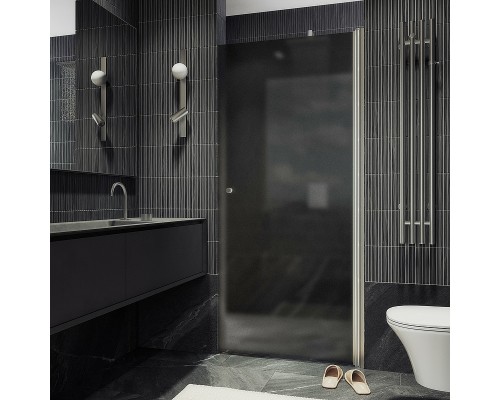 Душевая дверь Maybah Glass MGD-807-5 800x1980 на монопетле Хром матовый стекло графитовое матовое