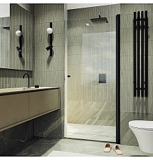 Душевая дверь Maybah Glass MGD-803-6 800x1980 на монопетле Черный стекло прозрачное