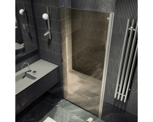 Душевая дверь Maybah Glass MGD-810-5 900x1980 на монопетле Хром матовый стекло бронзовое