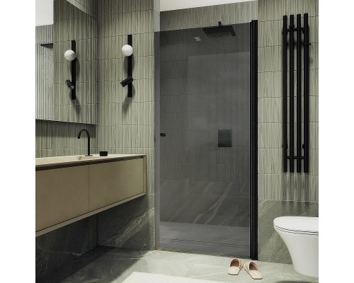 Душевая дверь Maybah Glass MGD-812-6 900x1980 на монопетле Черный стекло графитовое