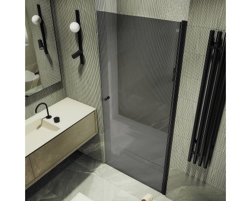 Душевая дверь Maybah Glass MGD-812-6 900x1980 на монопетле Черный стекло графитовое