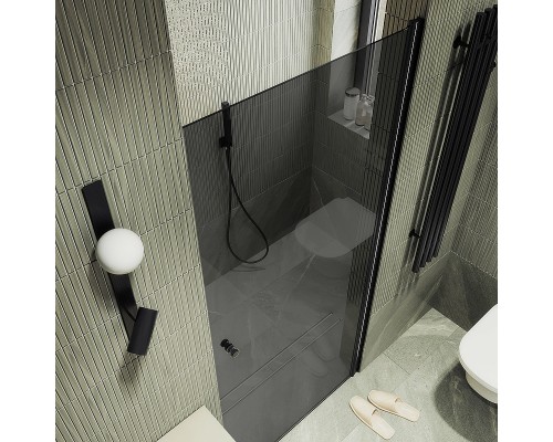 Душевая дверь Maybah Glass MGD-812-6 900x1980 на монопетле Черный стекло графитовое