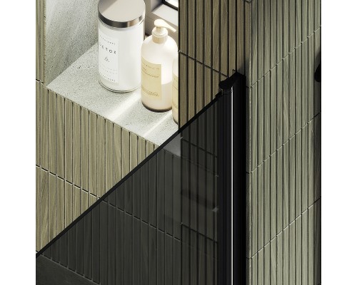 Душевая дверь Maybah Glass MGD-812-6 900x1980 на монопетле Черный стекло графитовое