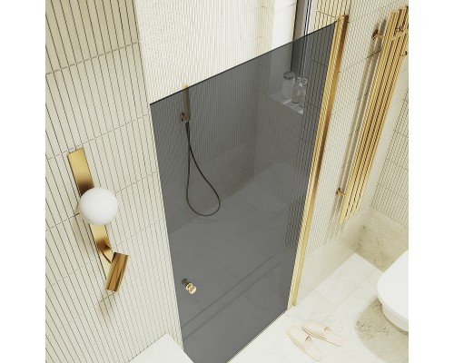 Душевая дверь Maybah Glass MGD-800-3 600x1980 на монопетле Золото стекло графитовое