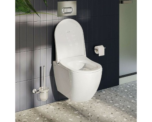 Комплект унитаза с инсталляцией Vitra Mia Round SmoothFlush 9856B003-7200 с сиденьем Микролифт и клавишей смыва Хром матовый