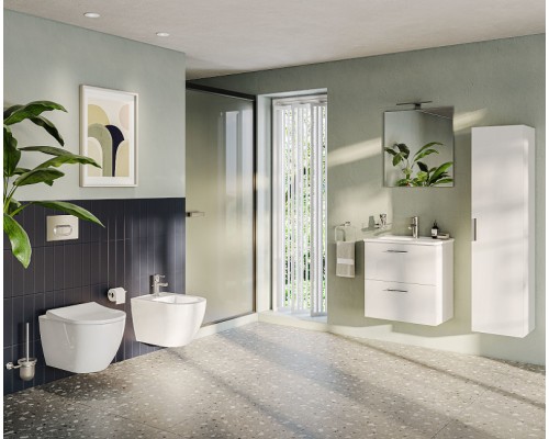 Комплект унитаза с инсталляцией Vitra Mia Round SmoothFlush 9856B003-7200 с сиденьем Микролифт и клавишей смыва Хром матовый