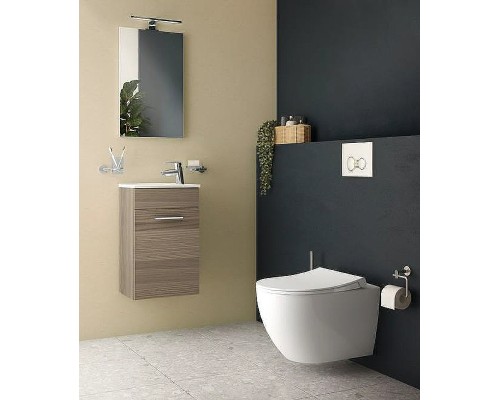 Комплект унитаза с инсталляцией Vitra Mia Round SmoothFlush 9856B003-7200 с сиденьем Микролифт и клавишей смыва Хром матовый