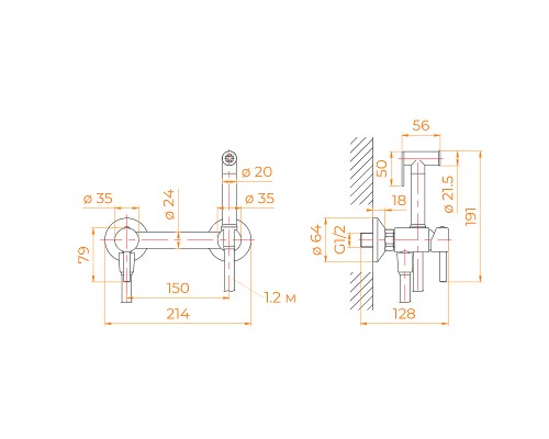 Гигиенический душ со смесителем RGW Shower Panels SP-215 581408215-01 Хром