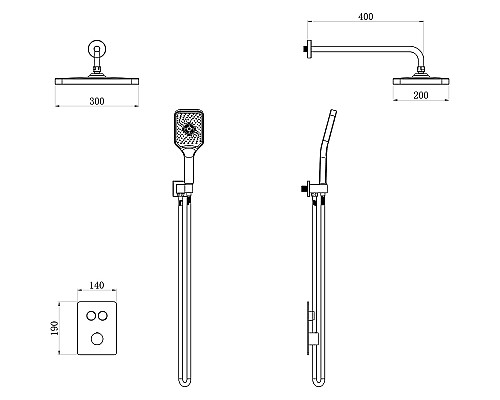 Душевая система beWash BV3ITSS225 с термостатом Белая матовая