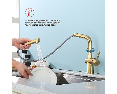 Смеситель для кухни Raglo R86.49.03 Золото матовое