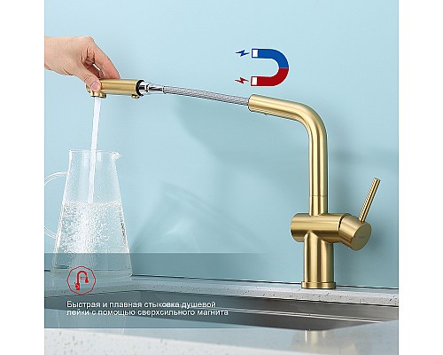 Смеситель для кухни Raglo R86.49.03 Золото матовое