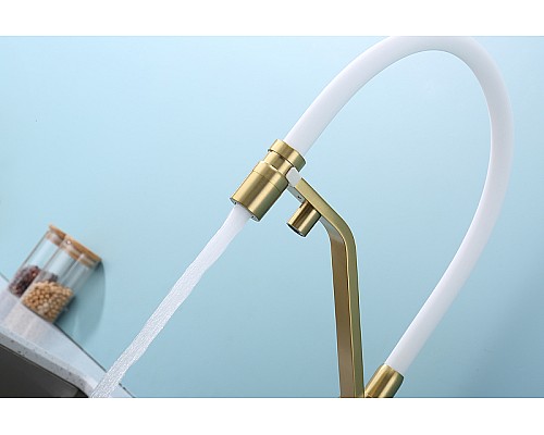 Смеситель для кухни Raglo R85.62.03 Золото матовое Белый