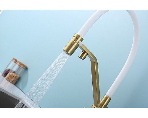 Смеситель для кухни Raglo R85.62.03 Золото матовое Белый