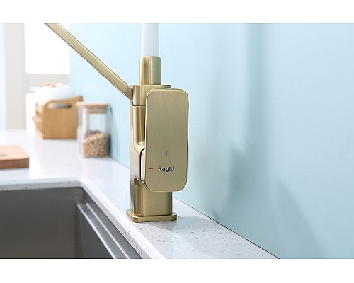 Смеситель для кухни Raglo R85.62.03 Золото матовое Белый