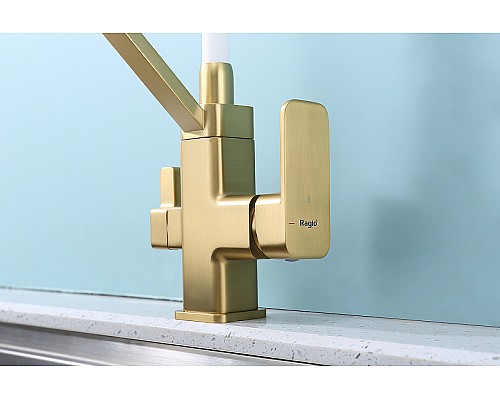 Смеситель для кухни Raglo R85.62.03 Золото матовое Белый