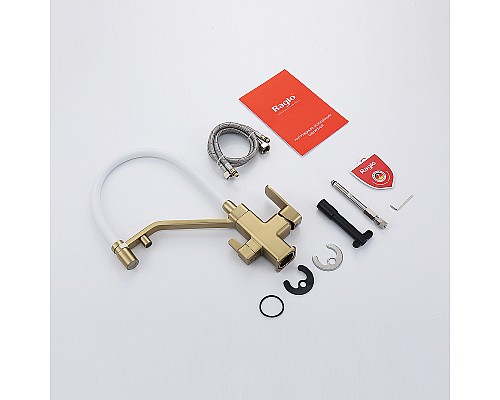 Смеситель для кухни Raglo R85.62.03 Золото матовое Белый