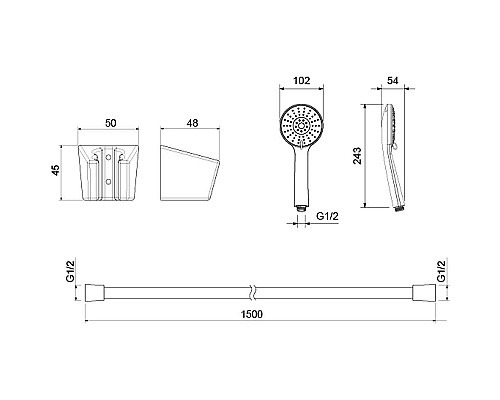 Душевой гарнитур Aquatek Бетта 100 3 jet AQ2032MB Черный матовый