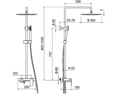 Душевая система Aquatek Лира AQ2440CR Хром