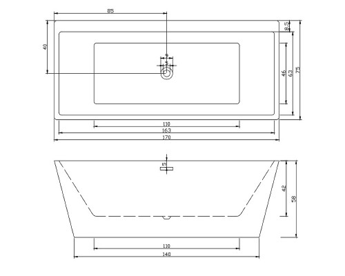Акриловая ванна Ceruttispa Lugano 170x75 CT9344 без гидромассажа
