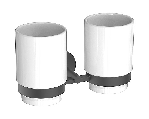 Стакан для зубных щеток Aquatek Бетта AQ4617MB двойной Черный матовый