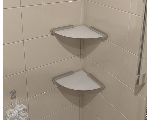 Стеклянная полка Altasan Лотос ЛТ71Х угловая Хром