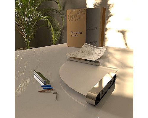 Стеклянная полка Altasan Лотос ЛТ71Х угловая Хром